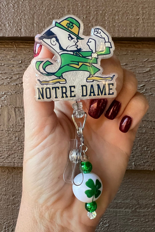 Notre Dame Badge Reel - Fighting Irish ID Holder with Free Badge Bling!