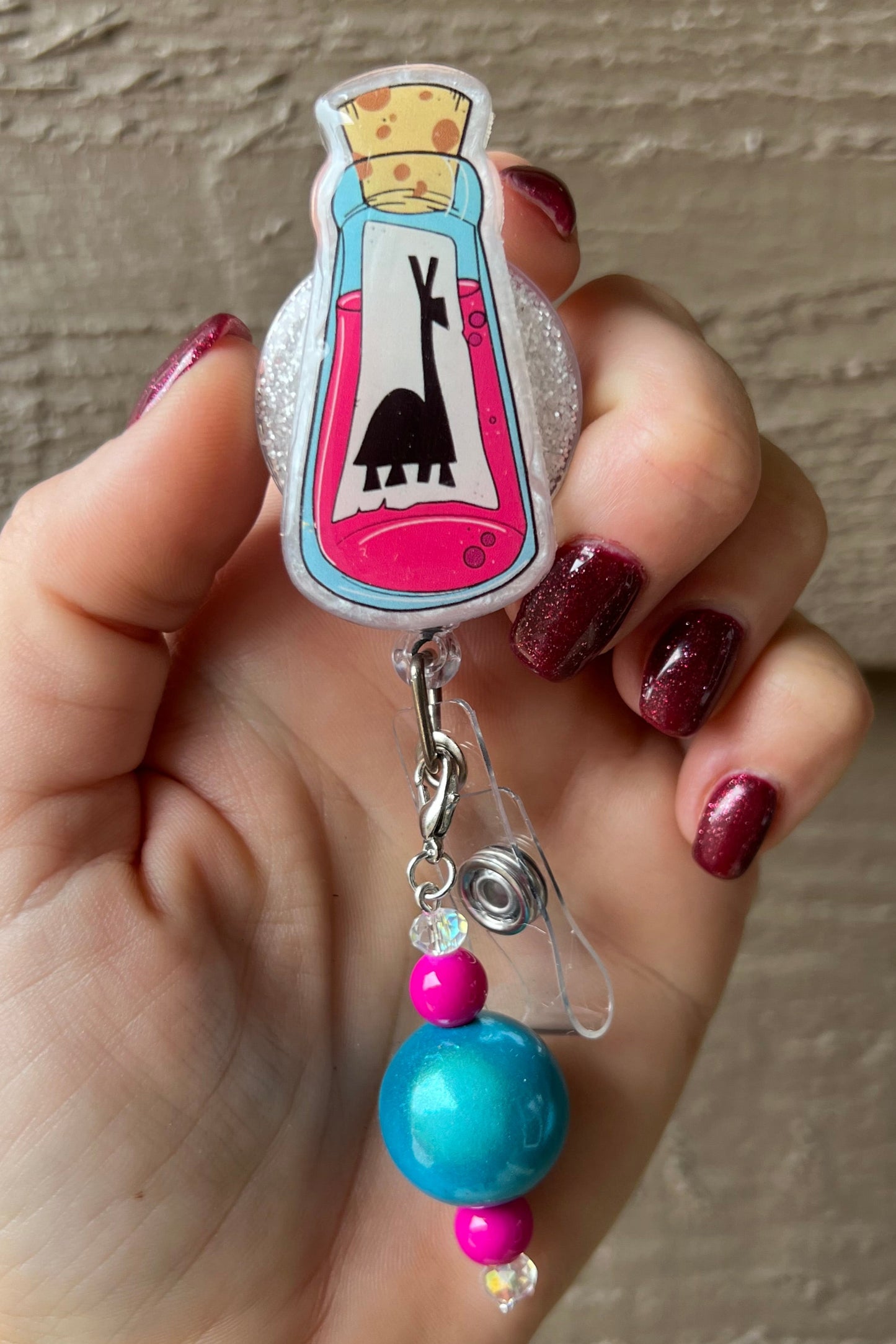 Kuzco's Poison Badge Reel- Potion Bottle ID Holder with Free Badge Bling!