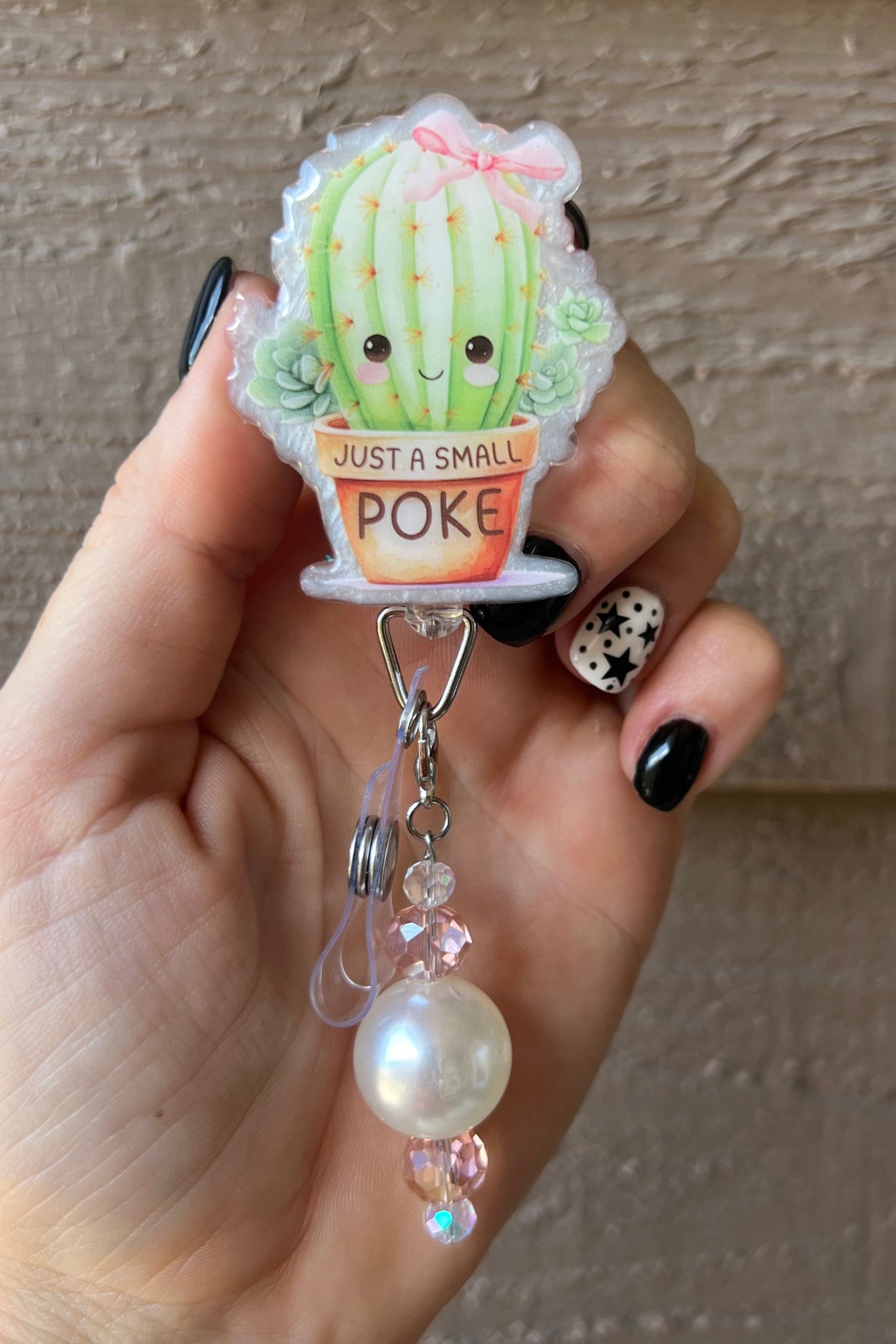Just a Small Poke Cactus Badge Reel with Free Badge Bling!
