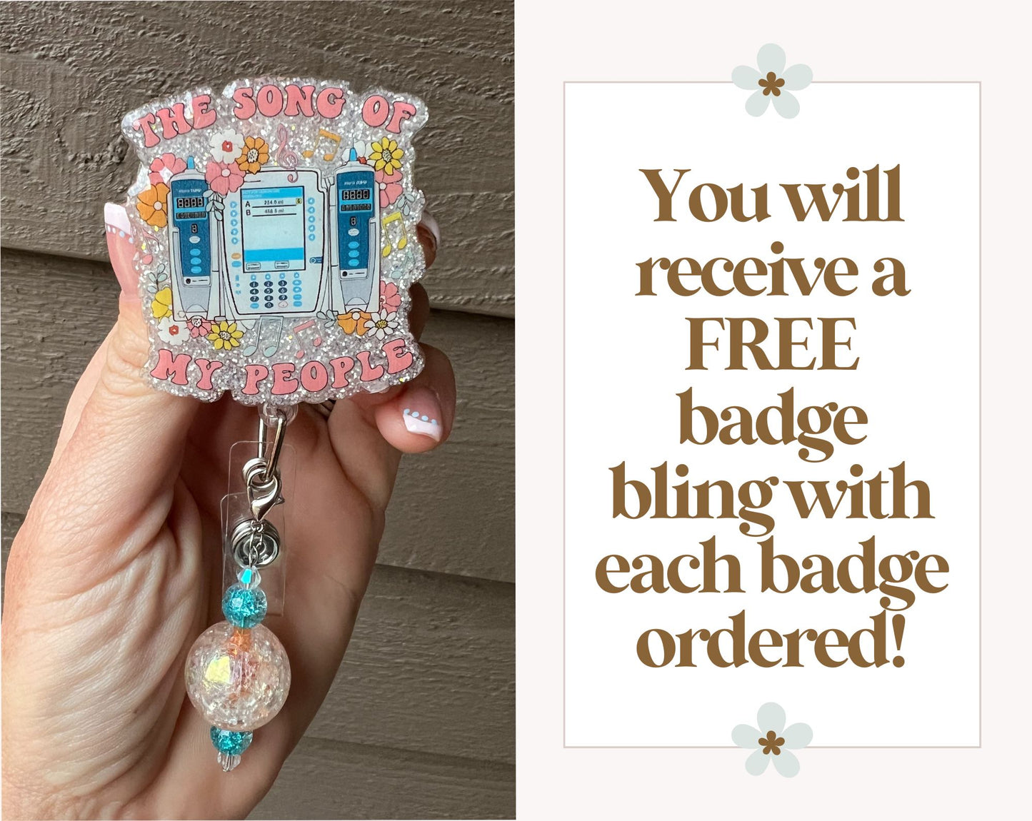 "The Song of My People" IV Pump Badge Reel -Nurse Life Reel with Free Badge Bling!