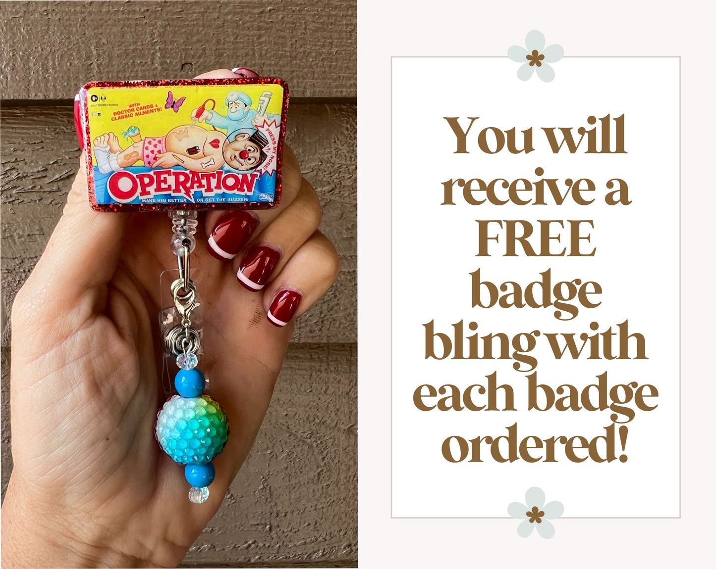 Operation Game Badge Reel - Funny Classic Game Nurse ID Holder with Free Badge Bling!