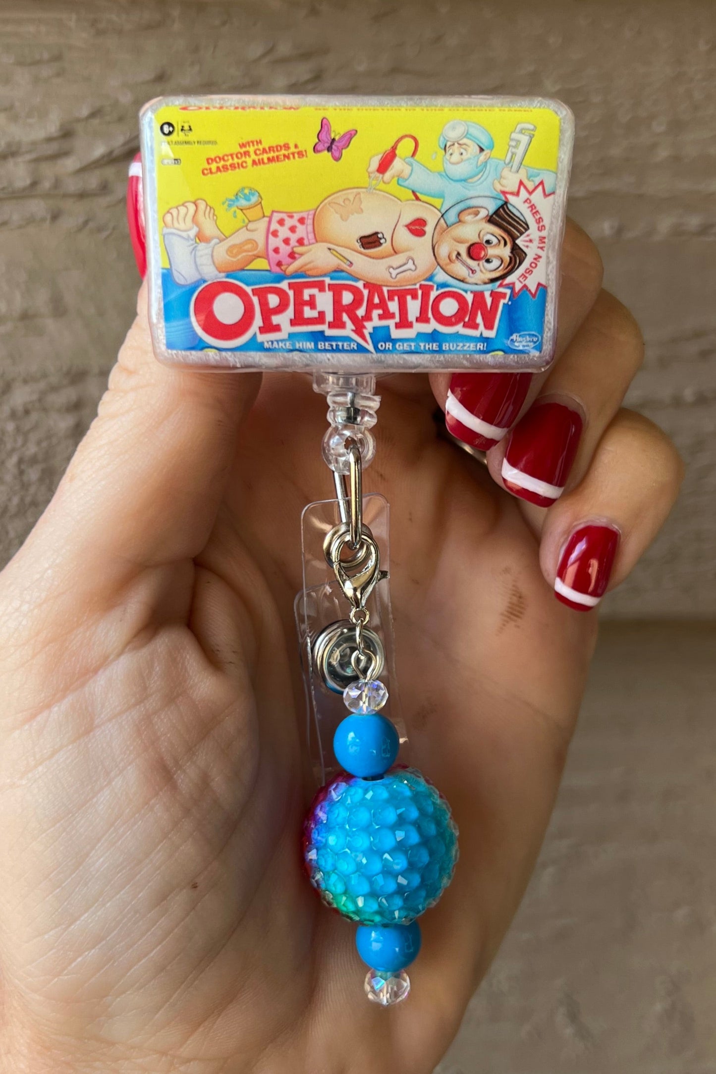 Operation Game Badge Reel - Funny Classic Game Nurse ID Holder with Free Badge Bling!
