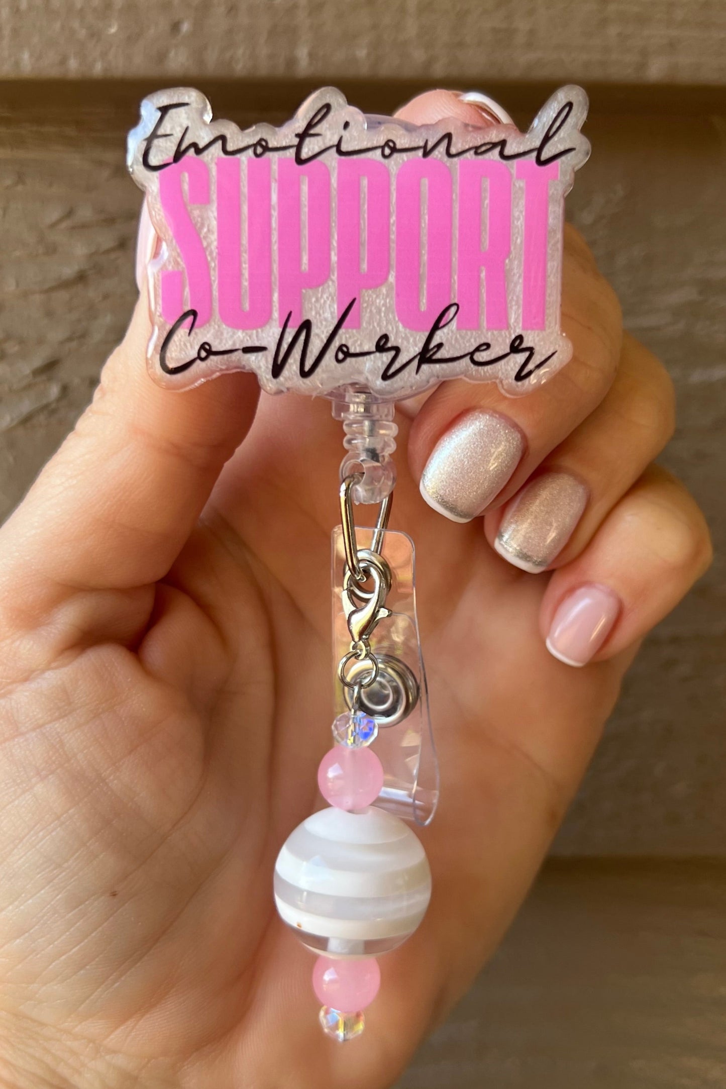 Emotional support coworker Funny Badge Reel with Free Badge Bling!