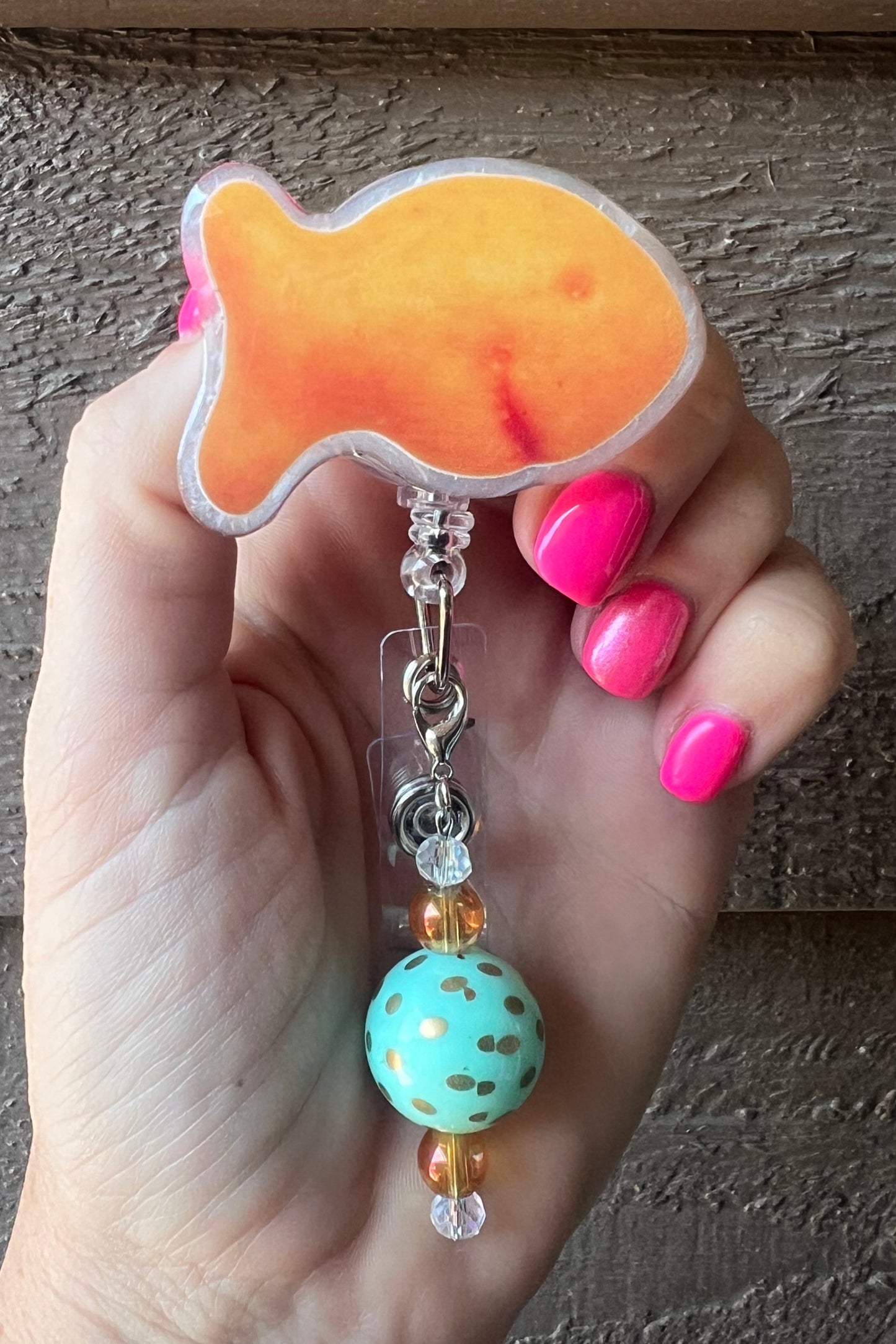 Goldfish Cracker Badge Reel - Snack Inspired ID Holder with Free Badge Bling!