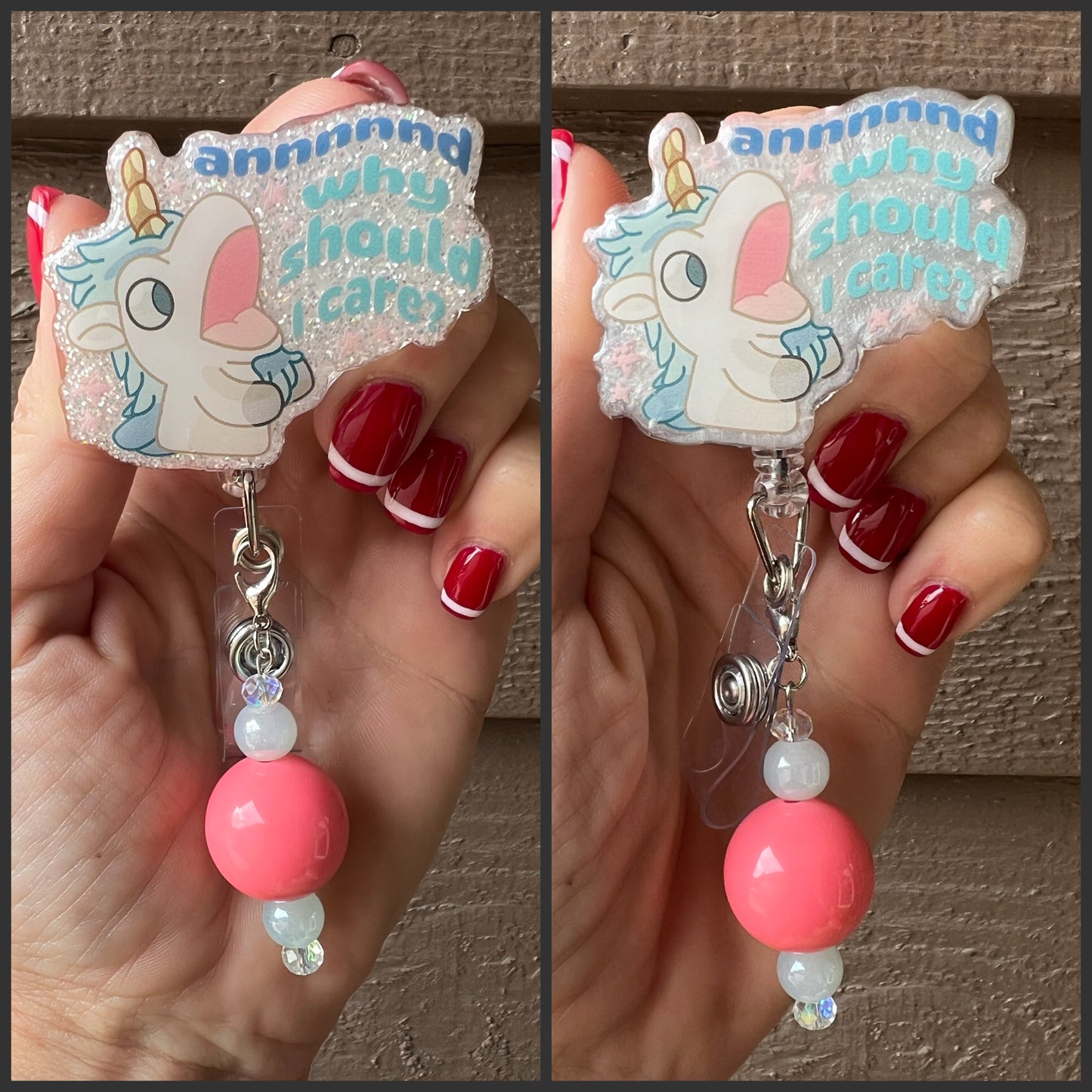 Bluey Unicorse Badge Reel-  Funny Unicorn ID Holder with Free Badge Bling!