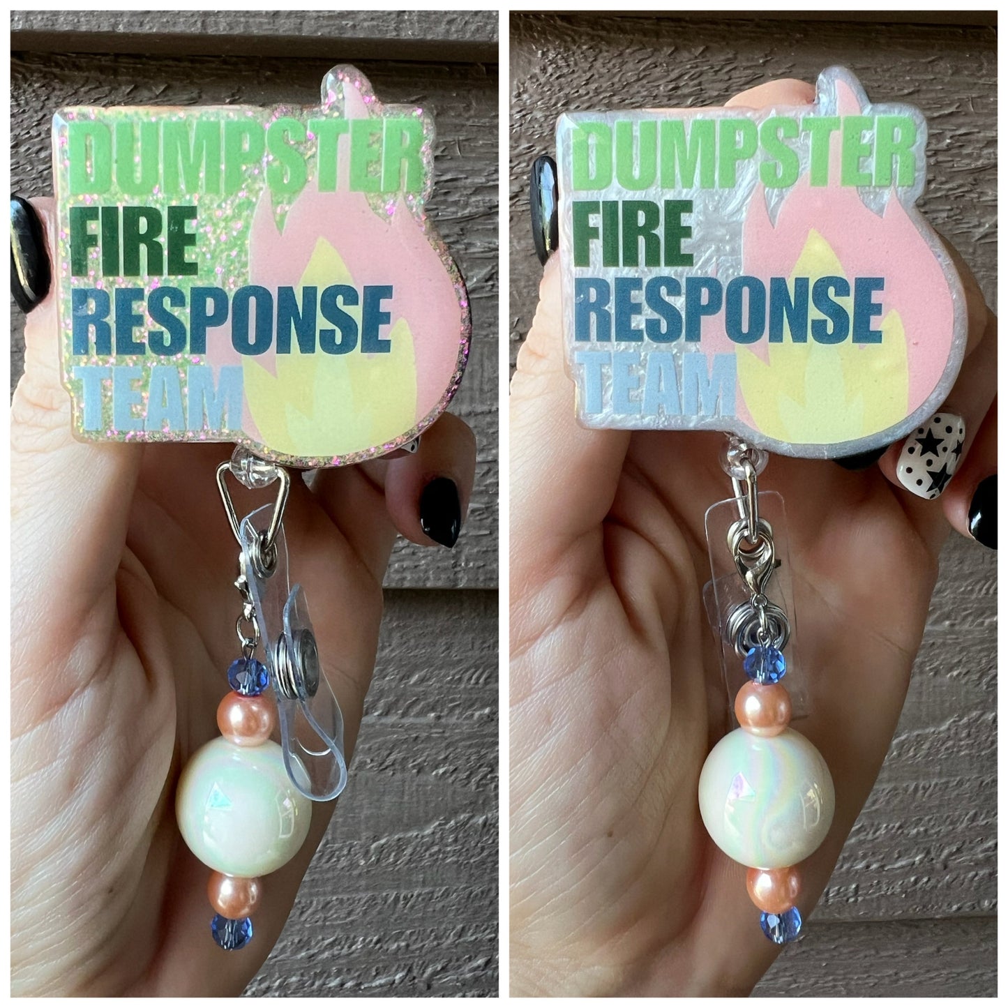 Dumpster Fire Response Team Funny Badge Reel with Free Badge Bling!