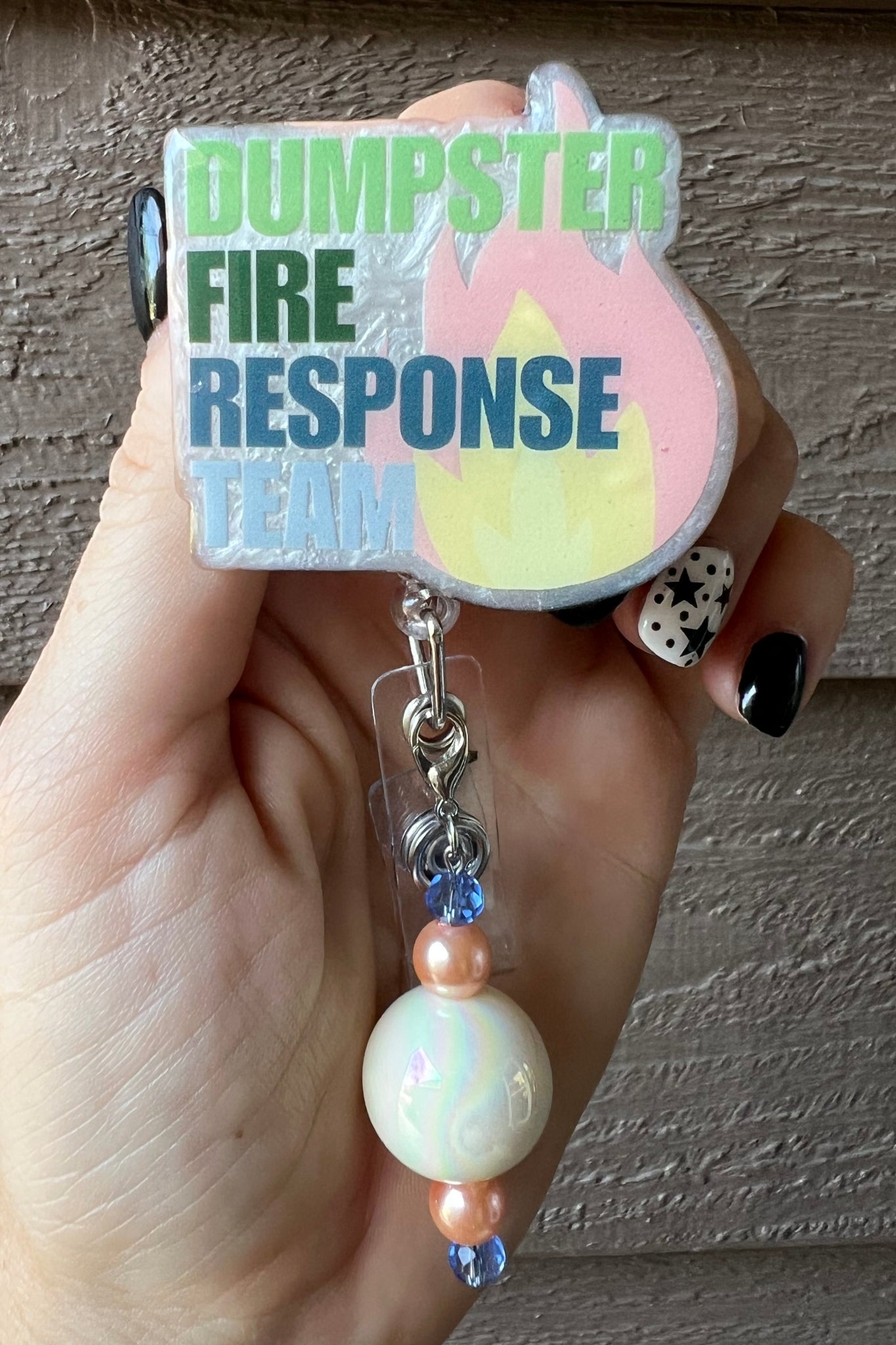 Dumpster Fire Response Team Funny Badge Reel with Free Badge Bling!