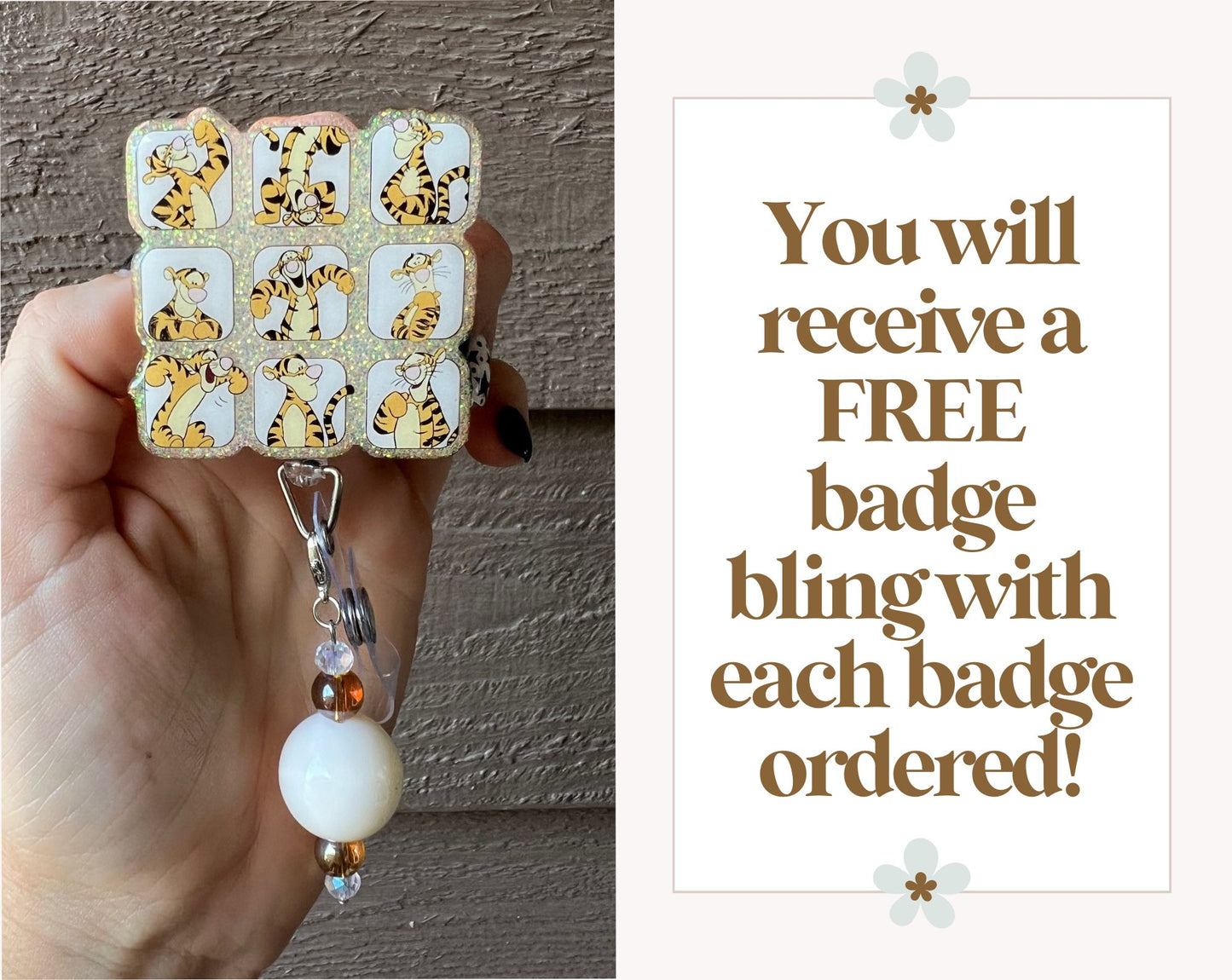 Tigger Inspired Badge Reel - Bouncy Fun ID Holder for Nurses, Teachers & Disney Fans with FREE Badge Bling!