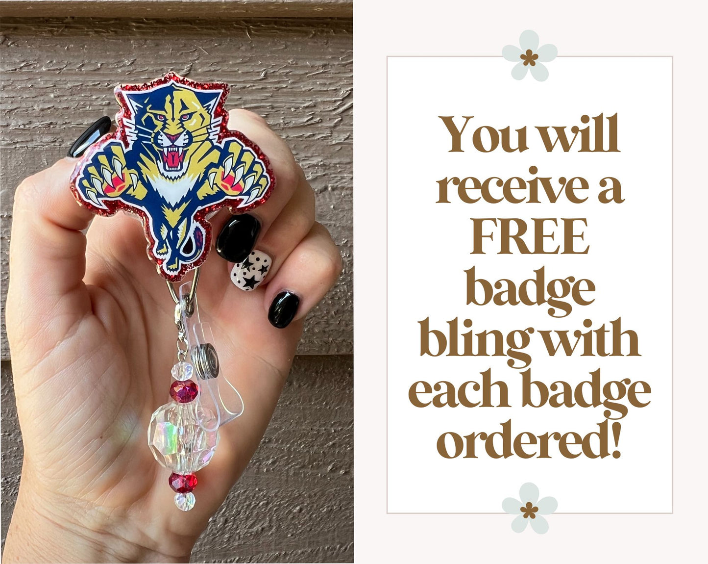 Florida Panthers Badge Reel - Hockey ID Holder with Free Badge Bling!