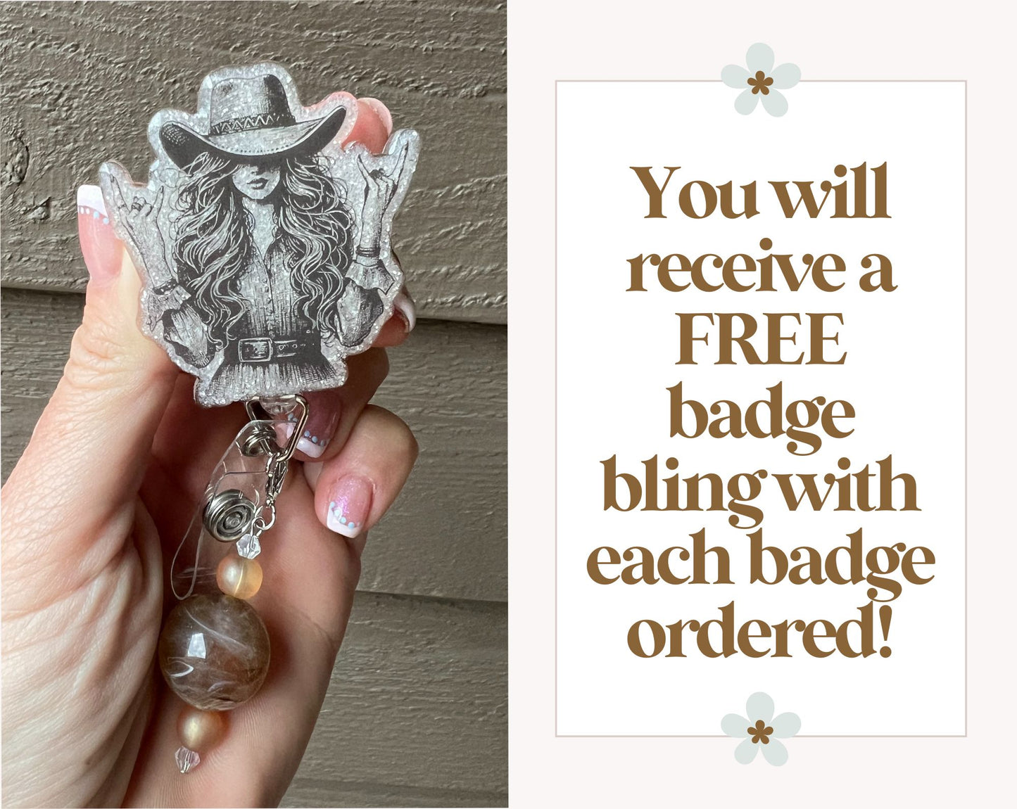 Boho Cowgirl Badge Reel with Free Badge Bling!