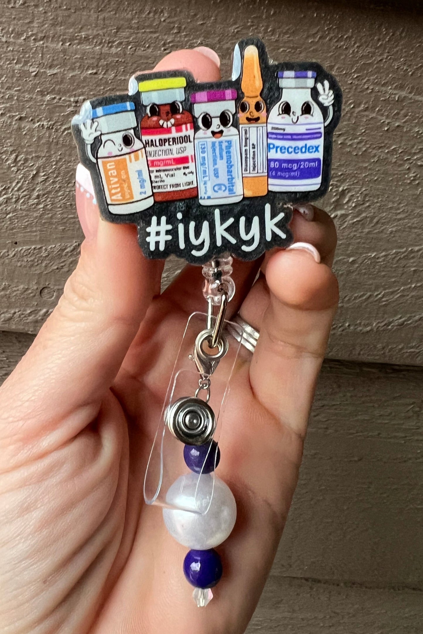 IYKYK Medication Badge Reel - Funny ICU/ED Nurse Reel with Free Badge Bling!