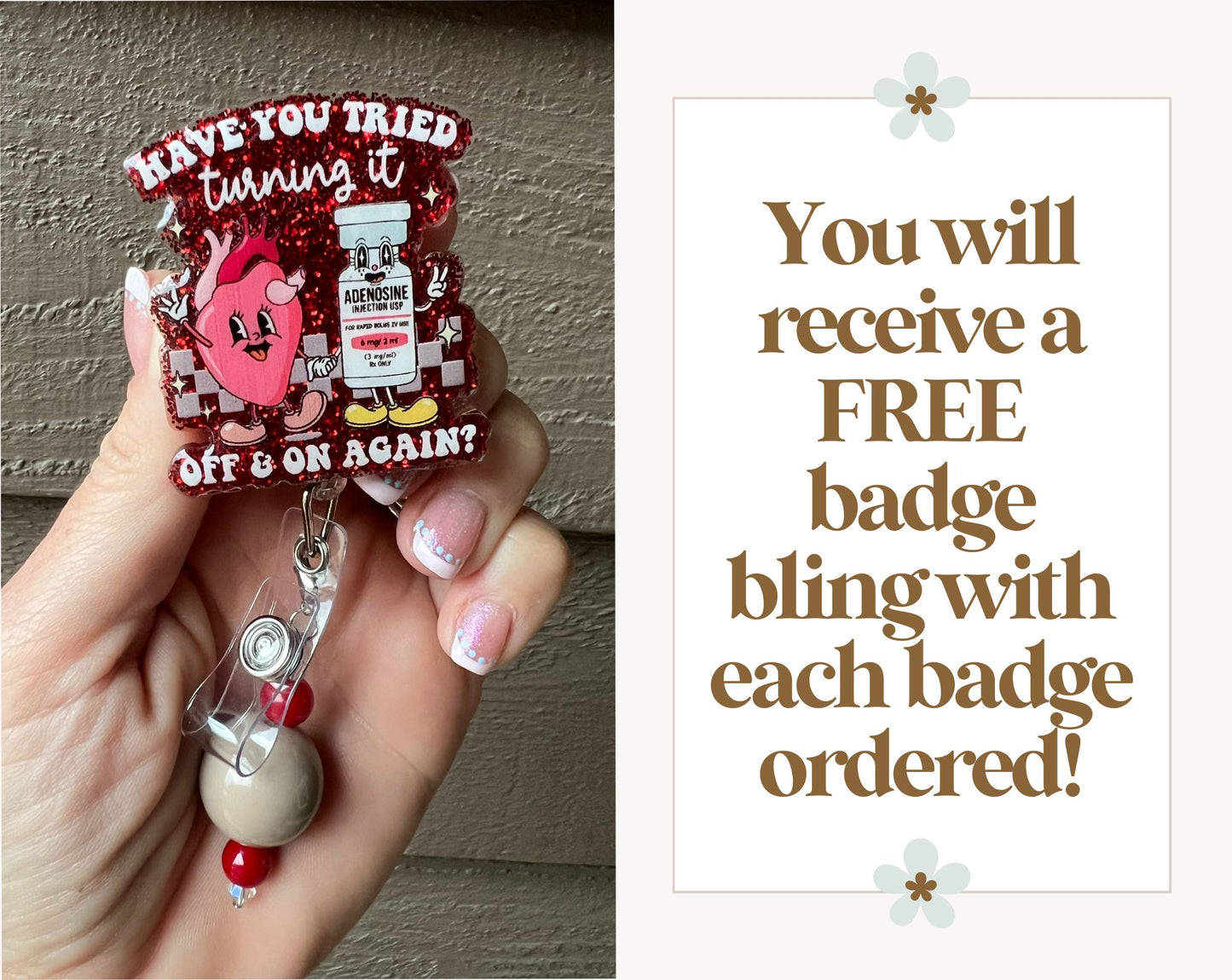 Adenosine Badge Reel - Funny Nurse Reel with Free Badge Bling!