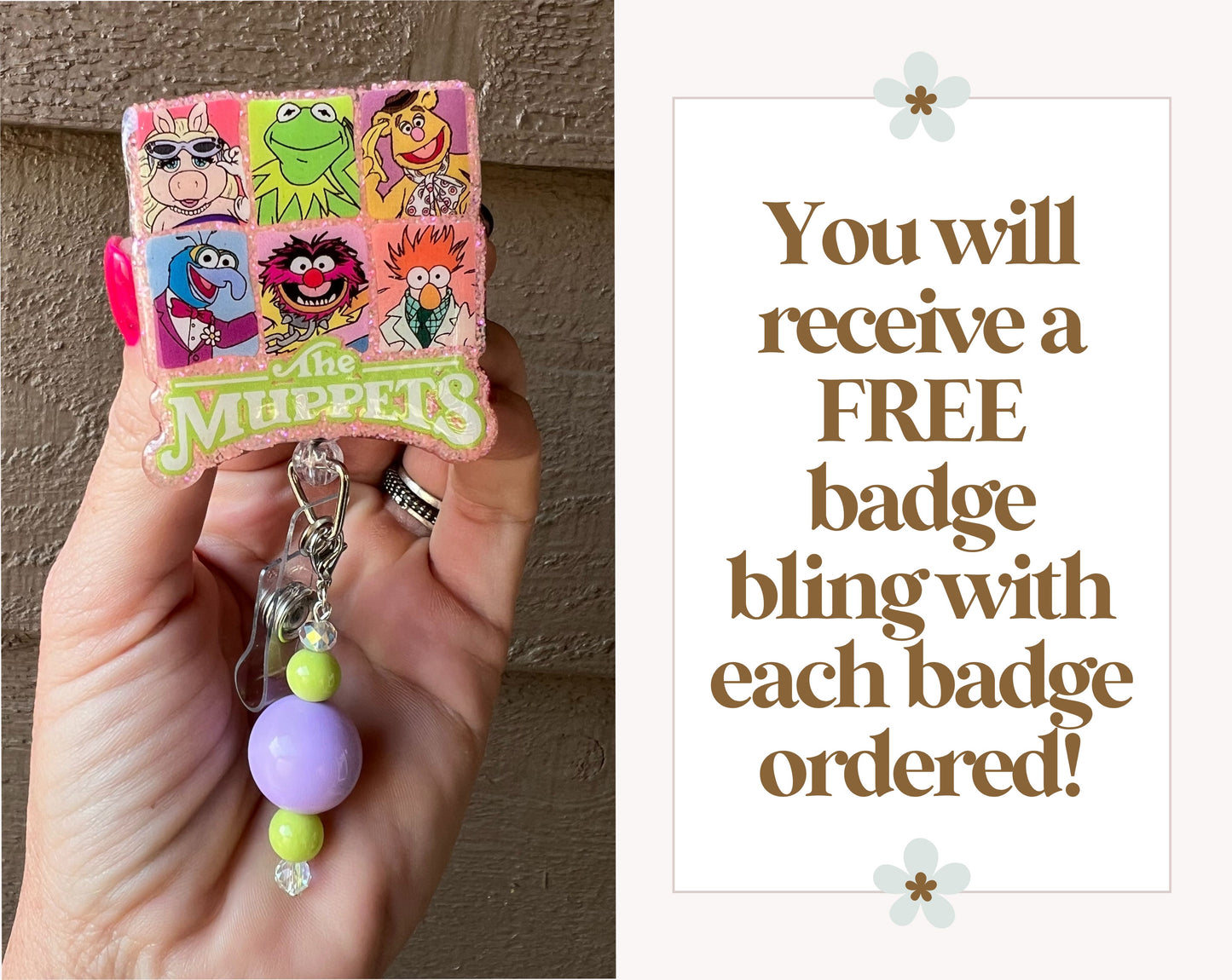 The Muppets Squad Badge Reel- Character Collage ID Holder with Free Badge Bling!
