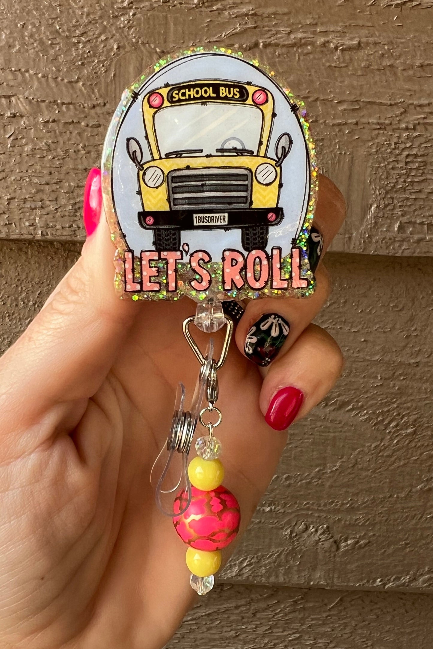 Let's Roll Badge Reel - School Bus ID Holder with Free Badge Bling!