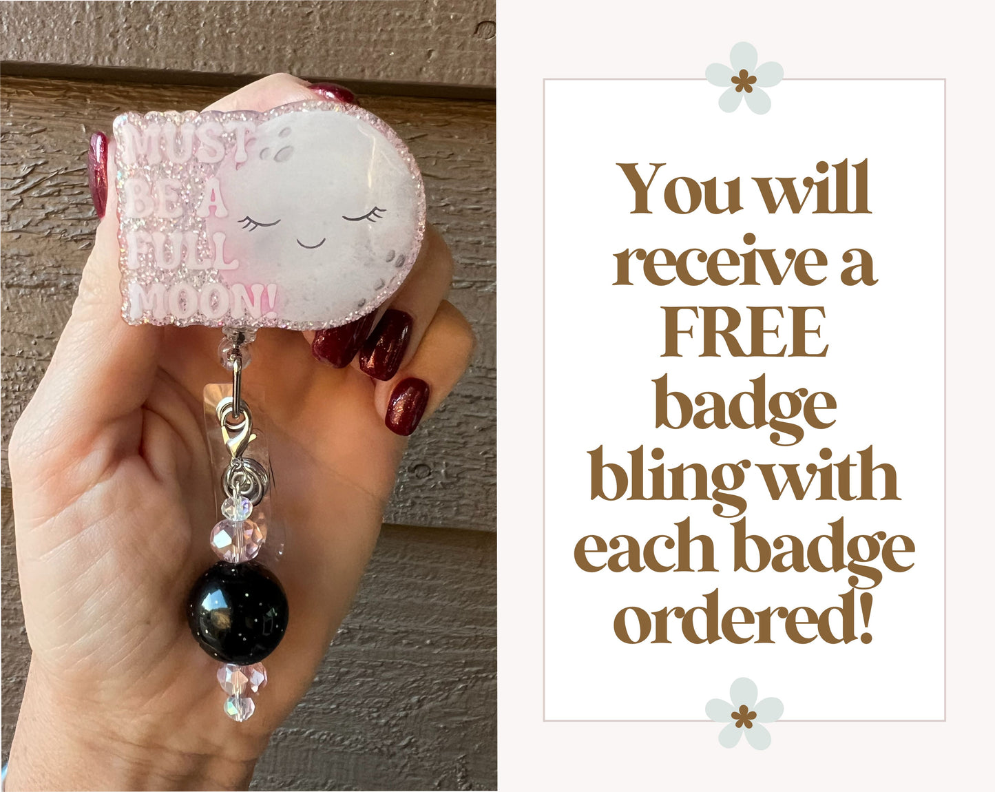 "Must Be a Full Moon" Badge Reel - Funny Moon ID Holder with Free Badge Bling!