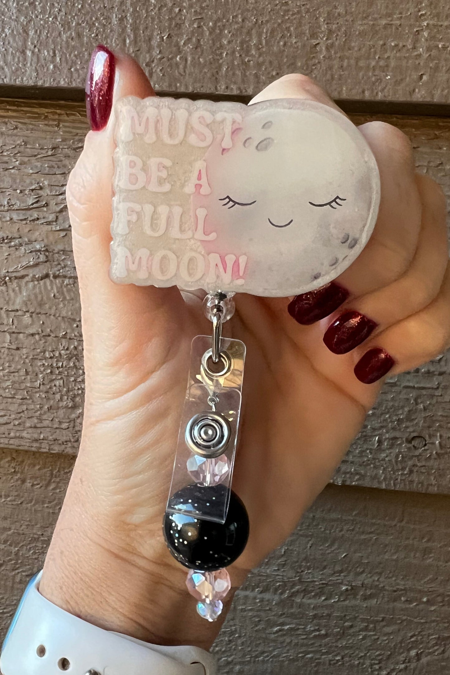 "Must Be a Full Moon" Badge Reel - Funny Moon ID Holder with Free Badge Bling!