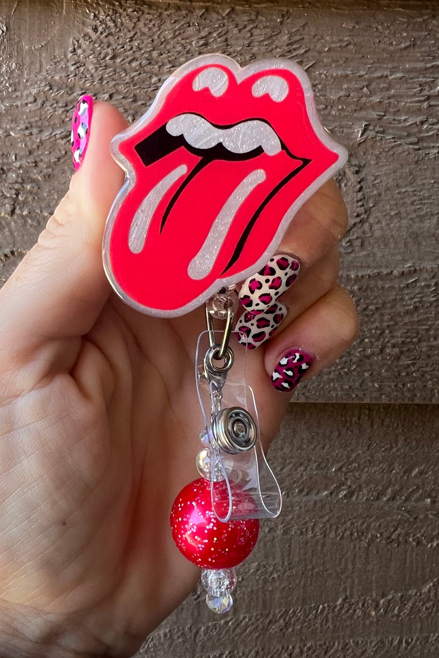 Rolling Stones Tongue Badge Reel with Free Badge Bling!