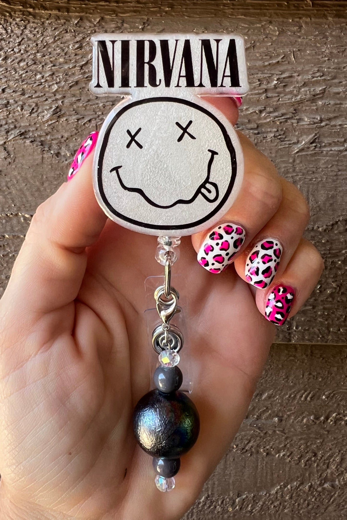Nirvana Smiley Face Grunge Badge Reel with Free Badge Bling!