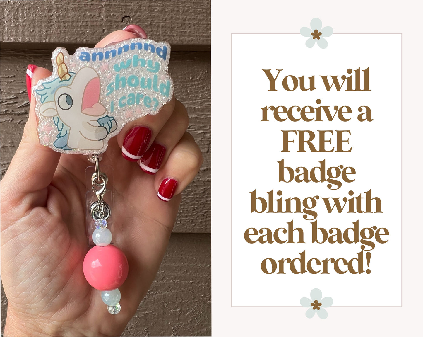 Bluey Unicorse Badge Reel-  Funny Unicorn ID Holder with Free Badge Bling!