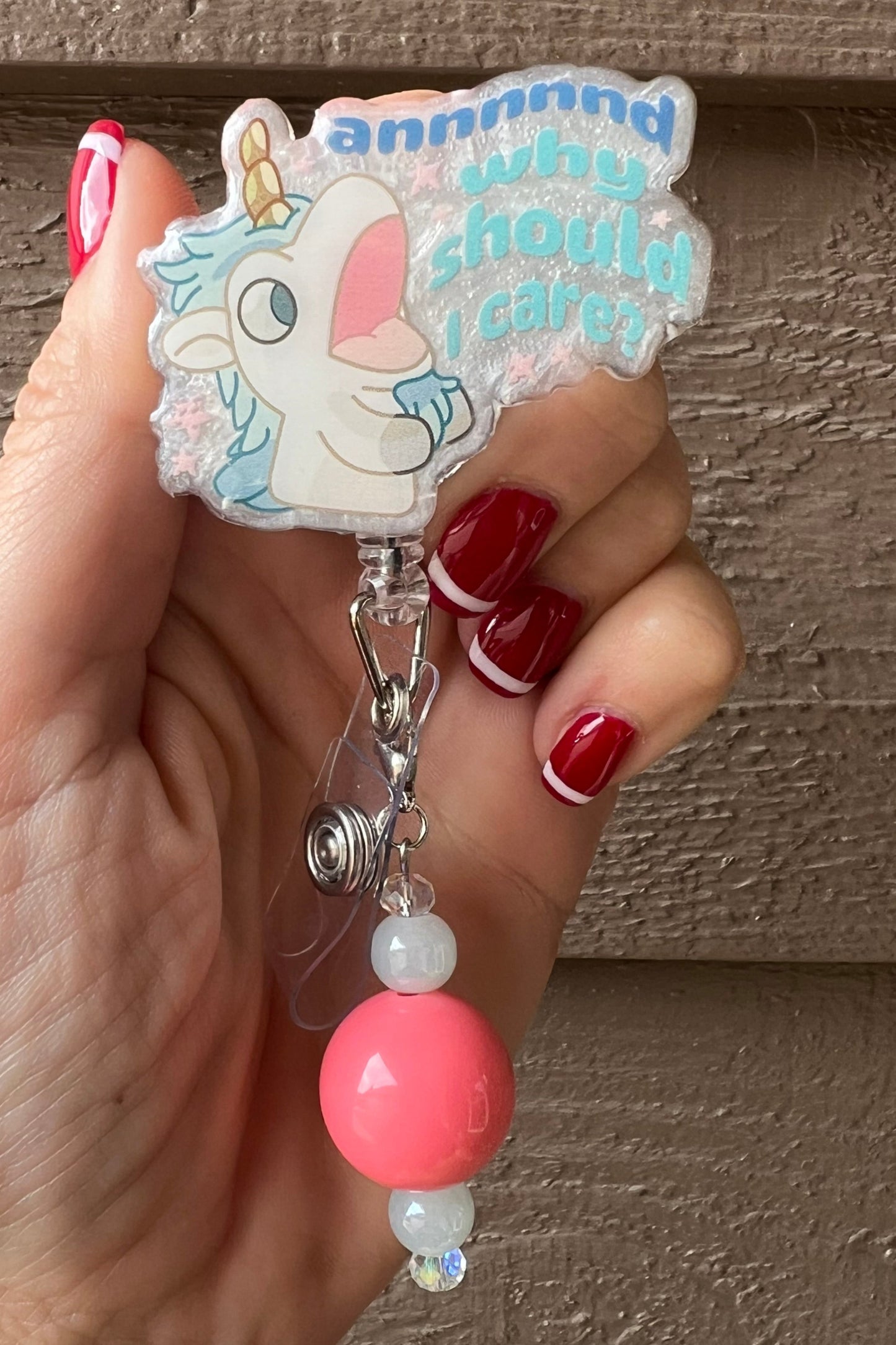 Bluey Unicorse Badge Reel-  Funny Unicorn ID Holder with Free Badge Bling!